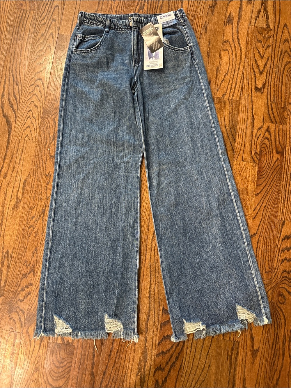 REWASH Wide Leg Distressed bottom jeans Size 27